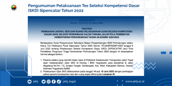 Pengumuman Pelaksanaan SKD Sipencatar Tahun 2022