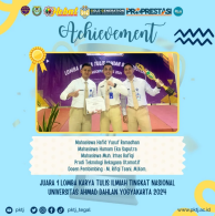 Juara 1 dalam Lomba Karya Tulis Ilmiah Tingkat Nasional UAD 2024