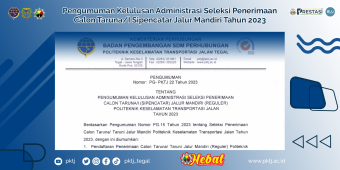 Pengumuman Kelulusan Administrasi Seleksi Penerimaan Calon Taruna/I Sipencatar Jalur Mandiri Tahun 2023