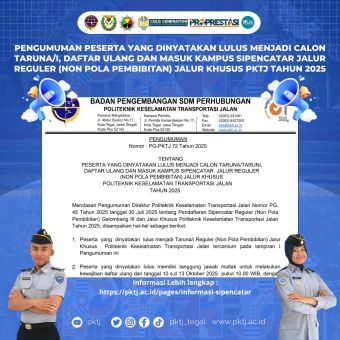 Pengumuman Kelulusan dan Jadwal Daftar Ulang Sipencatar Jalur Reguler (Non Polbit) Jalur Khusus Tahun 2025