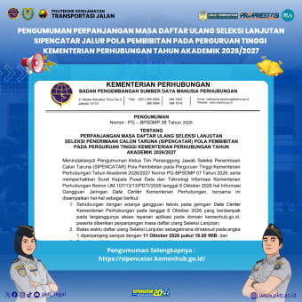 Pengumuman Perpanjangan Masa Daftar Ulang Seleksi Lanjutan SIPENCATAR Pola Pembibitan Kemenhub Tahun 2026