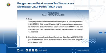 Pengumuman Jadwal Pelaksanaan Tes Wawancara PKTJ Tahun 2022