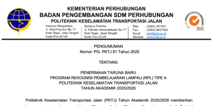 PKTJ Buka Pendaftaran Program RPL Tahun Akademik 2025/2026