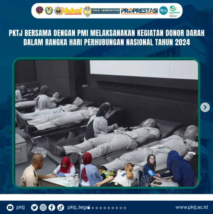 PKTJ Bersama dengan PMI Melaksanakan Kegiatan Donor Darah dalam Rangka Hari Perhubungan Nasional Tahun 2024