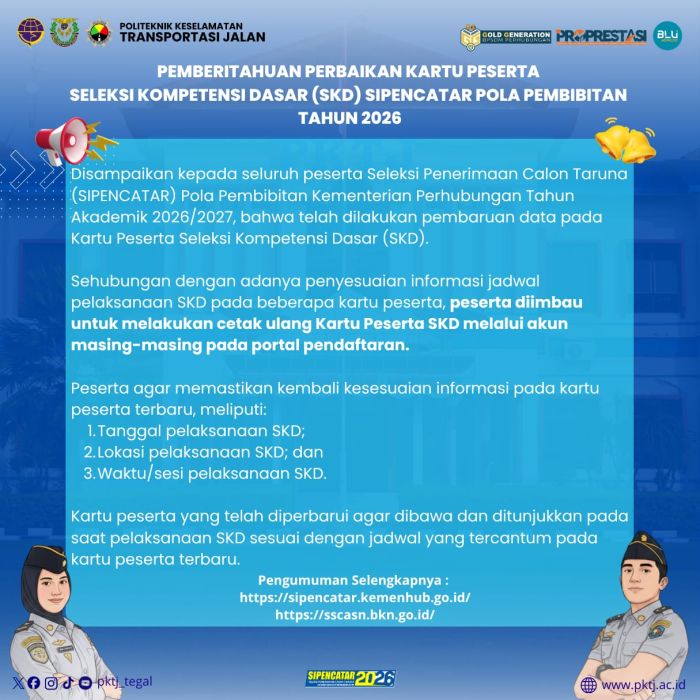 Peserta SIPENCATAR Diimbau Cetak Ulang Kartu Peserta SKD Tahun Akademik 2026/2027