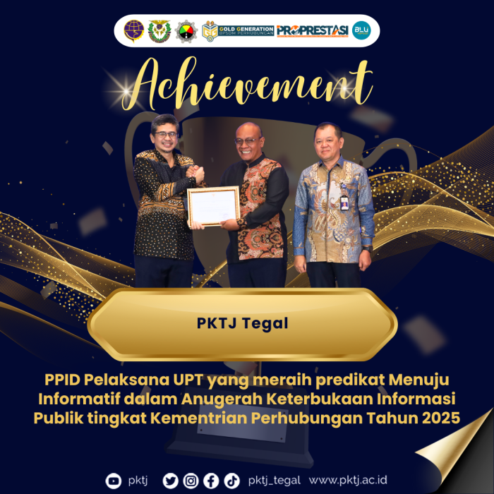 Prestasi AkhirTahun! PKTJ Raih Predikat Menuju Informatif pada Anugerah Keterbukaan Informasi Publik Kementerian Perhubungan Tahun 2025