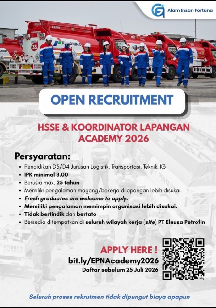 Open Recruitment – HSSE & Koordinator Lapangan Academy 2026