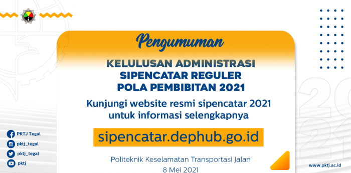 Pengumuman Kelulusan Seleksi Administrasi Jalur Pola Pembibitan 2021