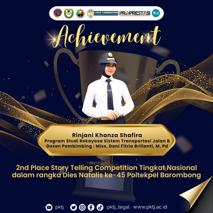 Taruni PKTJ Tegal Raih Juara 2 dalam Lomba Story Telling Competition Dies Natalis ke-45 Poltekpel Barombong