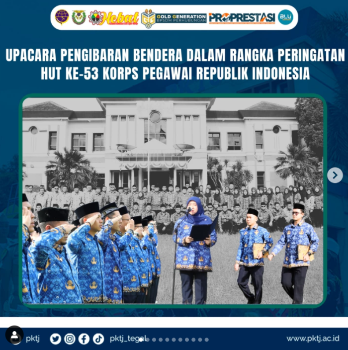 Upacara Pengibaran Bendera dalam Rangka Peringatan HUT Ke-53 Korps Pegawai Republik Indonesia